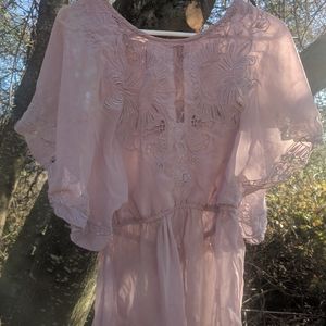 Boho vintage inspired blush blouse